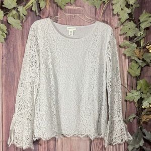 Adrianne Vittadini Light Gray Lace Top